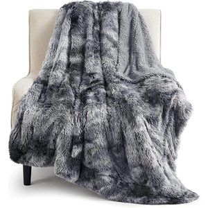 50'x60'' Soft Fuzzy Faux Fur Grey Sherpa Fleece Furry Shaggy Thick Throw Blanket